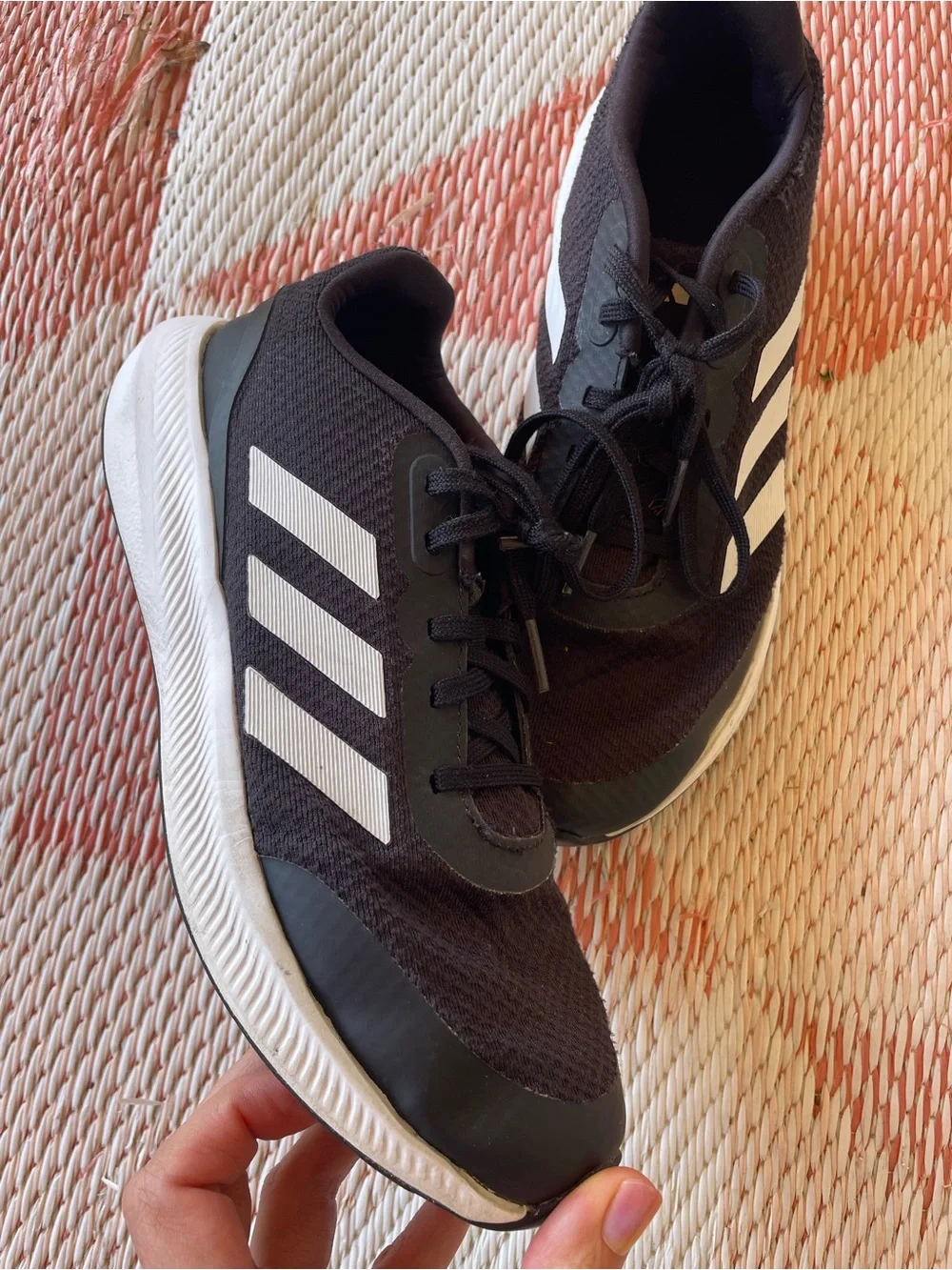 adidas Black Running Shoes with White Stripes